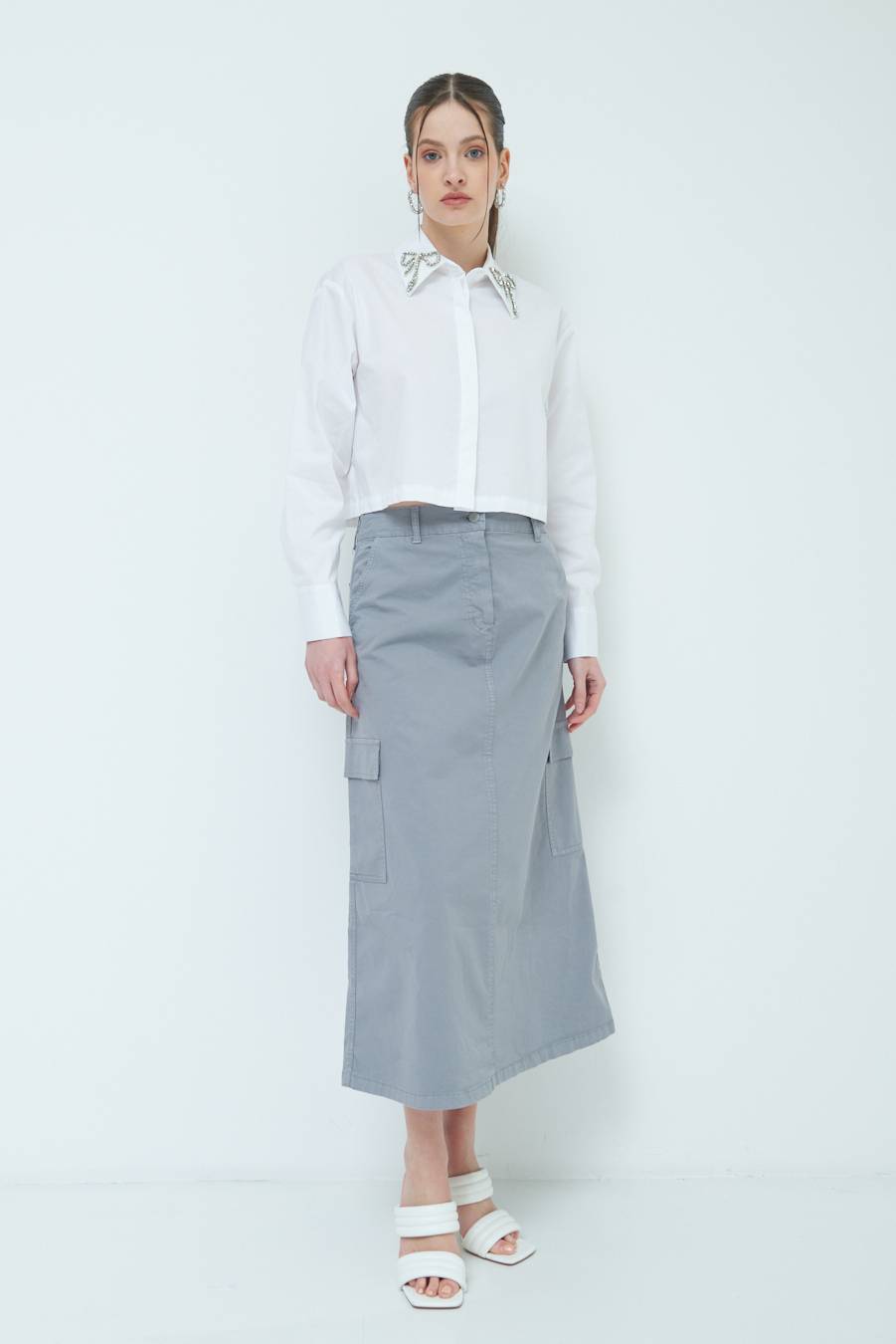 Kikisix GONNA CON TASCONI GRIGIO