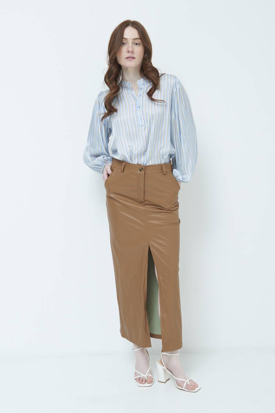 Kikisix GONNA ECOPELLE STROPICCIATA BEIGE