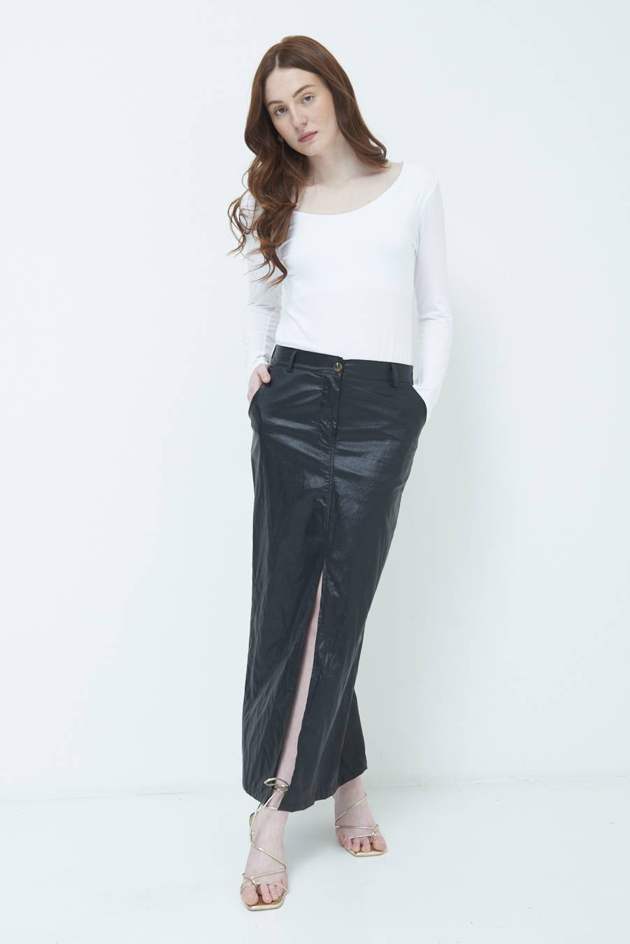 Kikisix GONNA ECOPELLE STROPICCIATA NERO