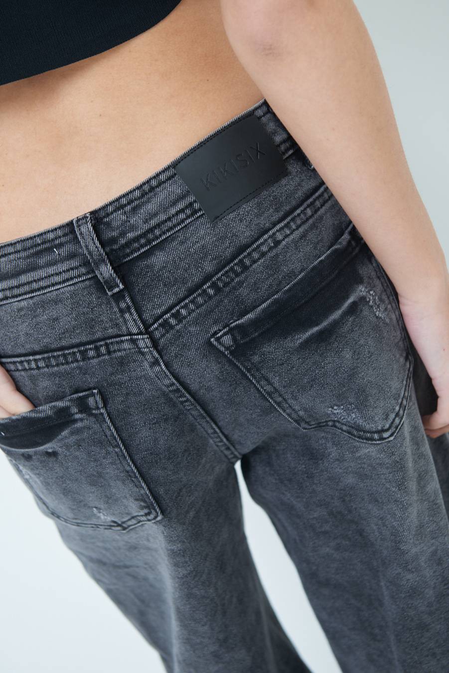 Kikisix JEANS NERO ACCESSORIO TASCA JEANS