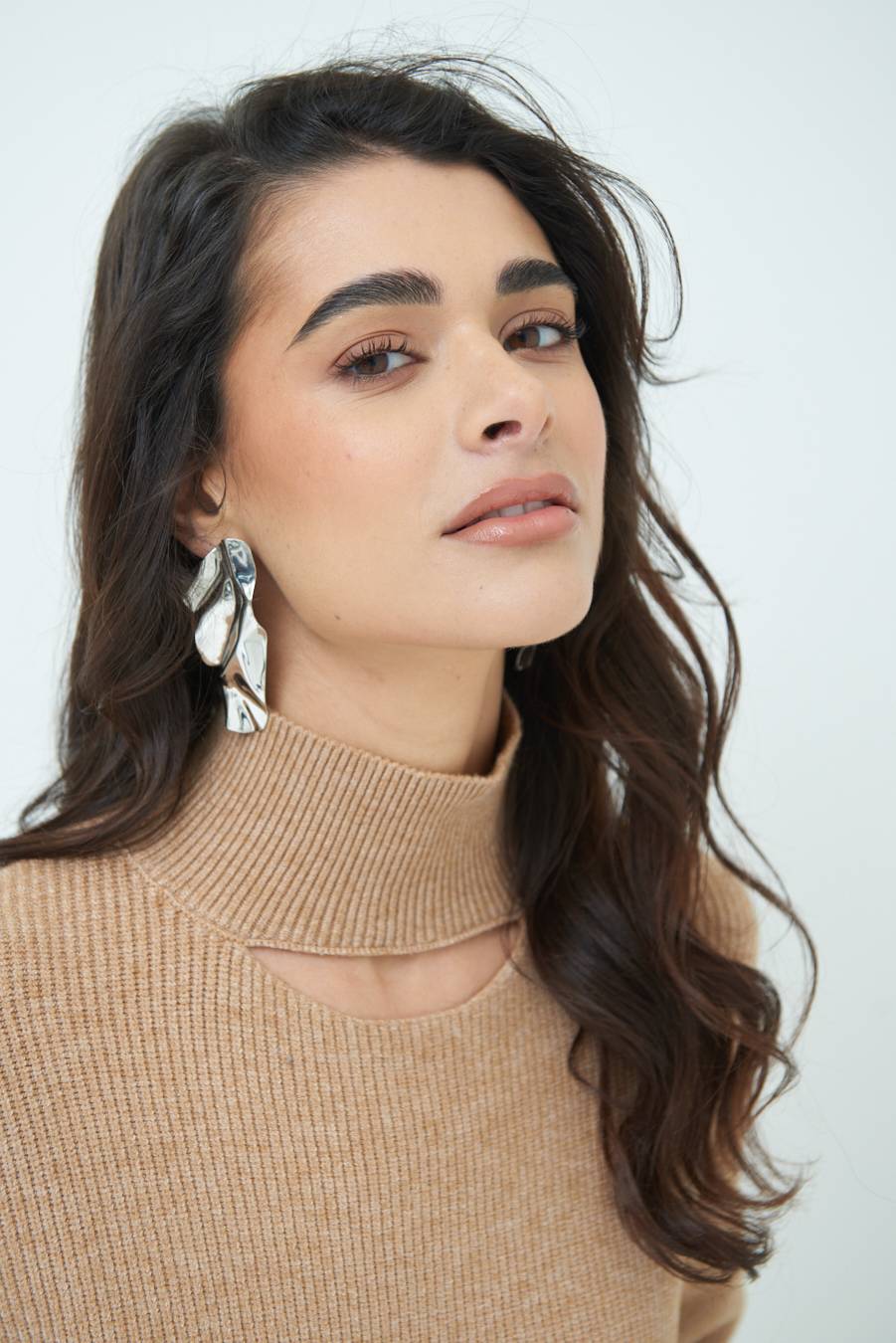 Kikisix MAGLIA COSTINA BUCO DAV. CAMMELLO