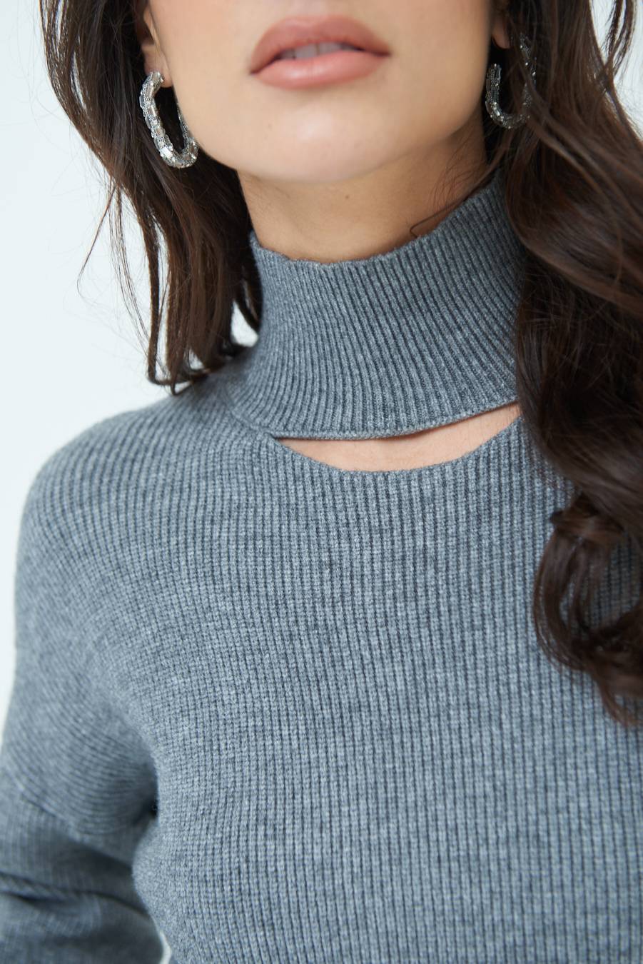 Kikisix MAGLIA COSTINA BUCO DAV. GRIGIO