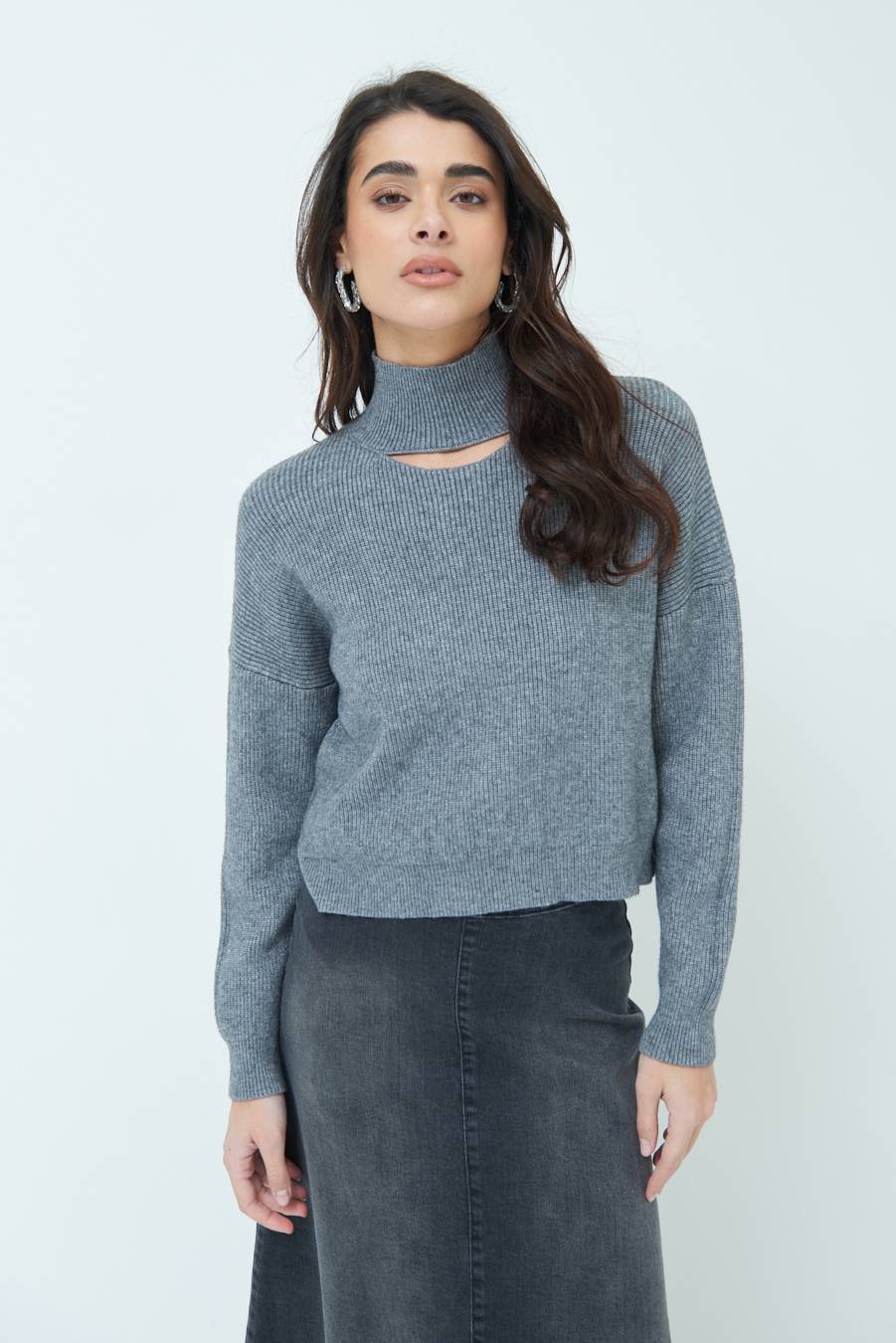 Kikisix MAGLIA COSTINA BUCO DAV. GRIGIO