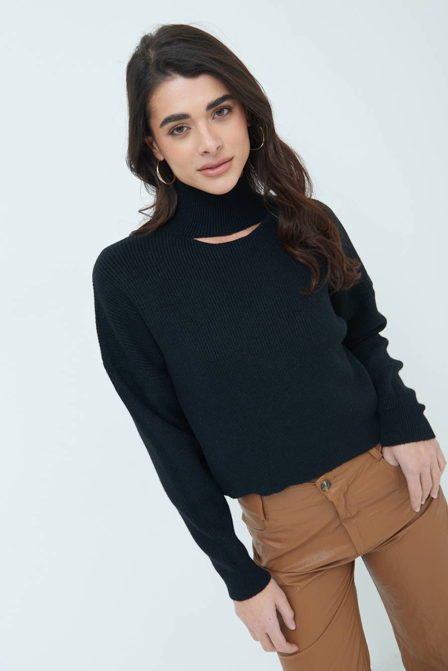 Kikisix MAGLIA COSTINA BUCO DAV. NERO