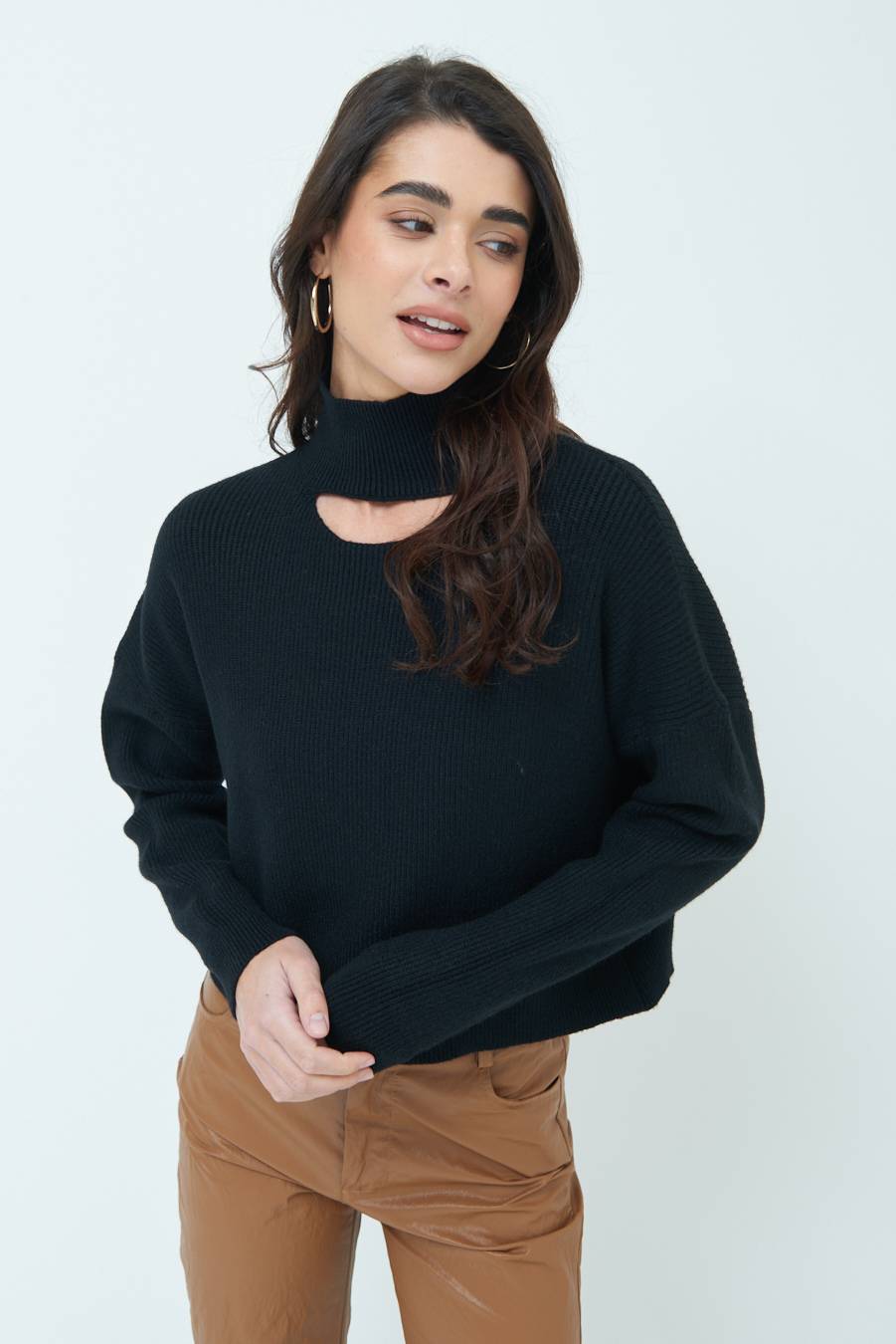 Kikisix MAGLIA COSTINA BUCO DAV. NERO