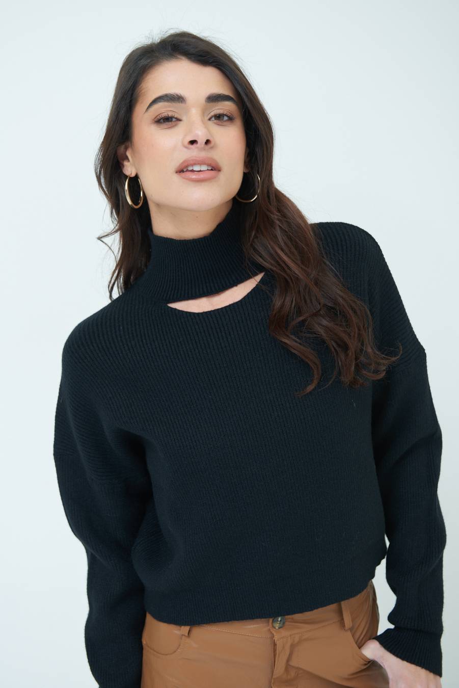 Kikisix MAGLIA COSTINA BUCO DAV. NERO