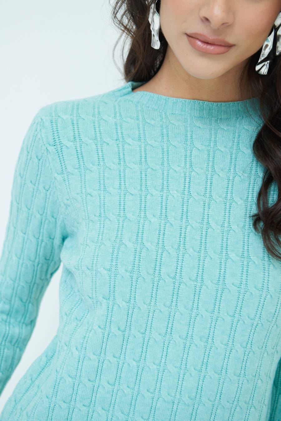 Kikisix MAGLIA PARICOLLO DISEGNO TRECCIA MENTA