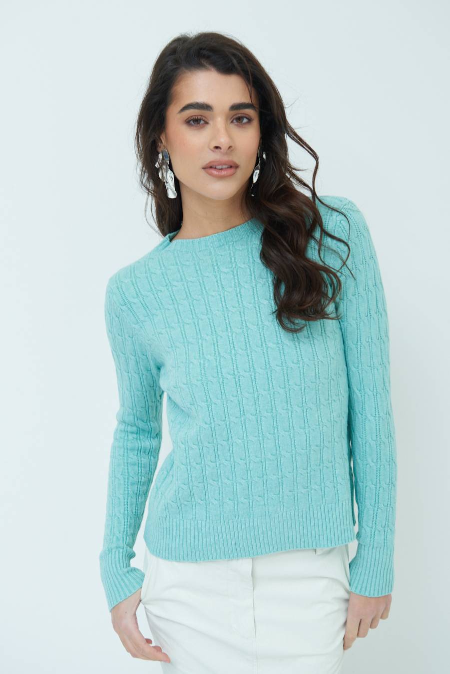 Kikisix MAGLIA PARICOLLO DISEGNO TRECCIA MENTA