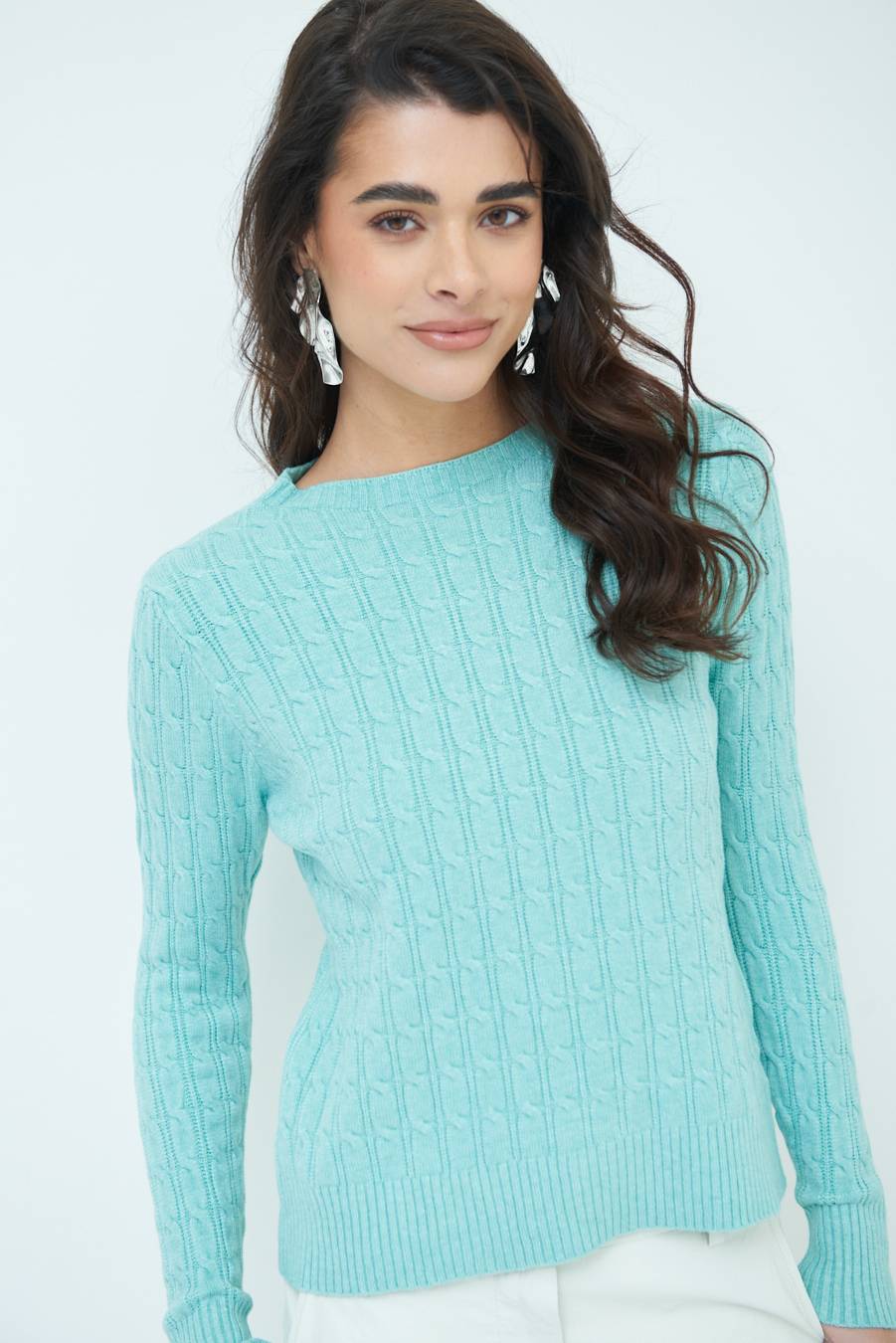 Kikisix MAGLIA PARICOLLO DISEGNO TRECCIA MENTA