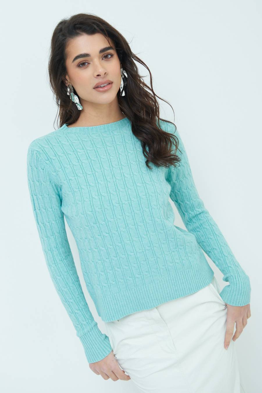 Kikisix MAGLIA PARICOLLO DISEGNO TRECCIA MENTA