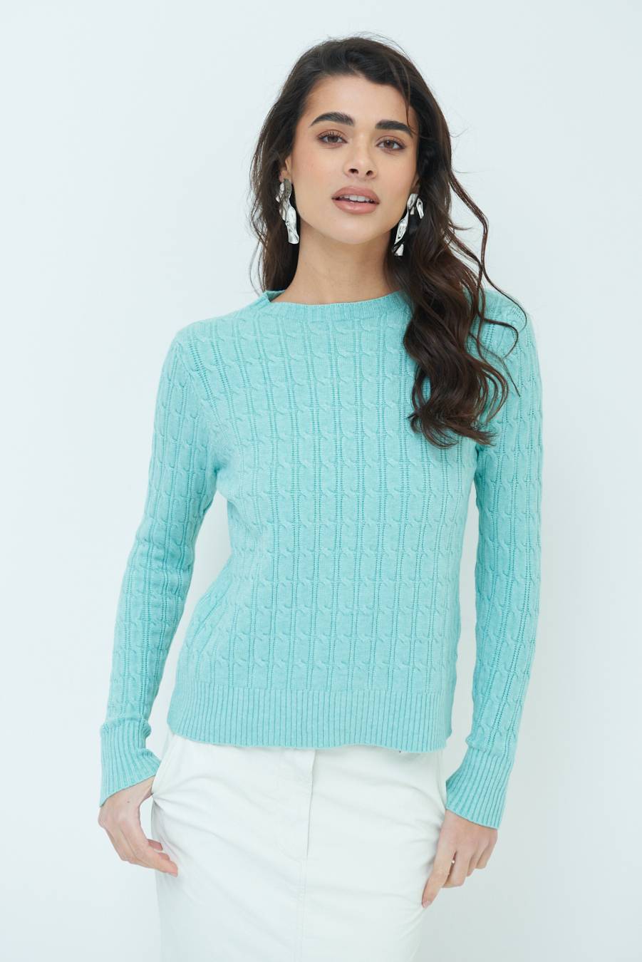 Kikisix MAGLIA PARICOLLO DISEGNO TRECCIA MENTA