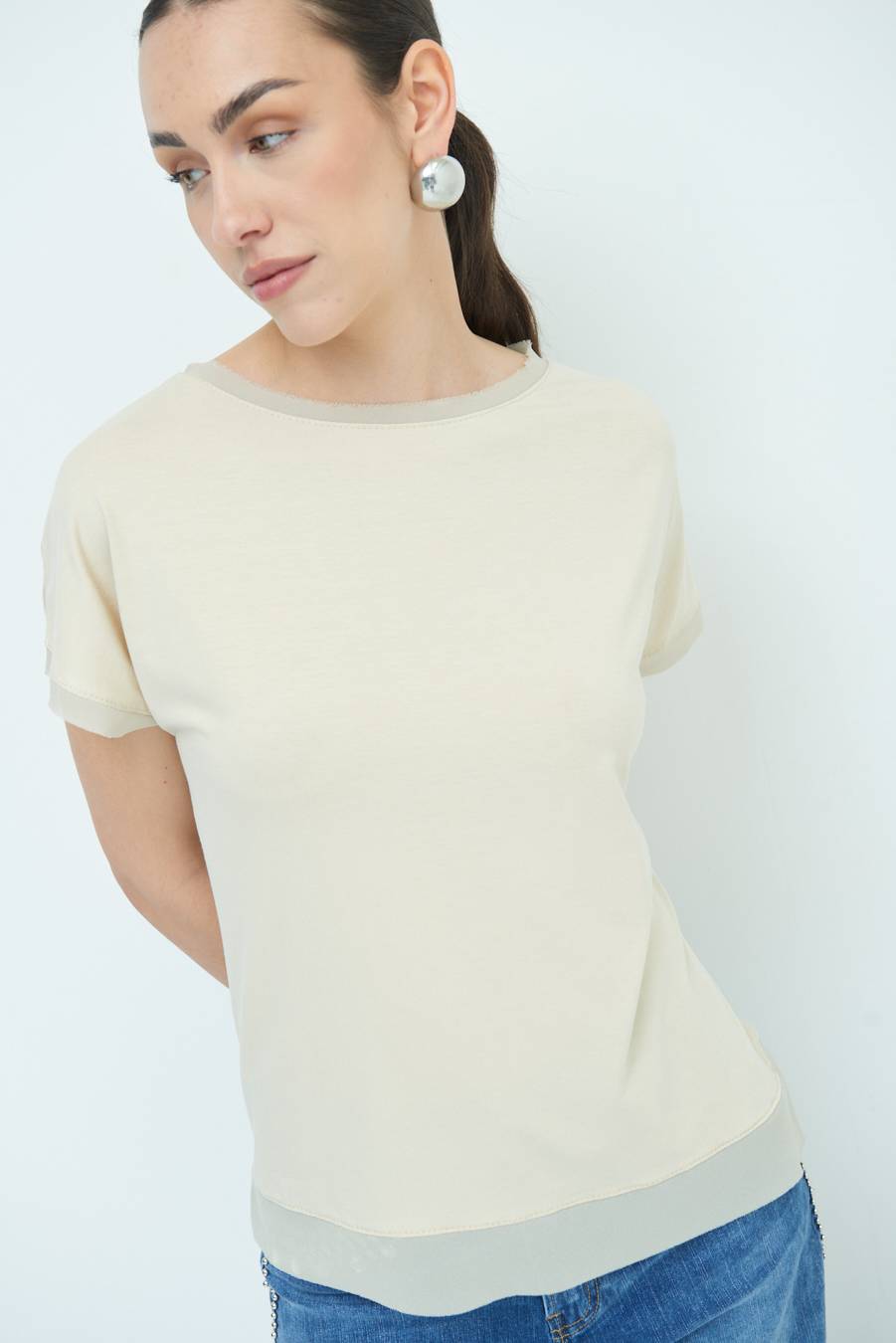 Kikisix MAGLIA PROFILO GEORGETTE BEIGE