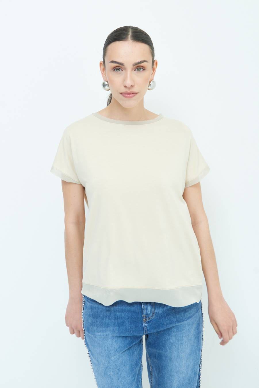 Kikisix MAGLIA PROFILO GEORGETTE BEIGE
