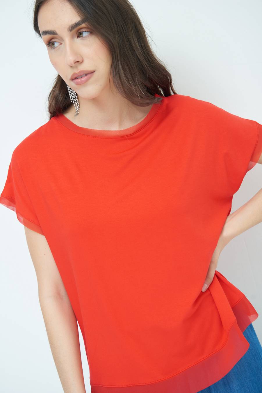 Kikisix MAGLIA PROFILO GEORGETTE ROSSO