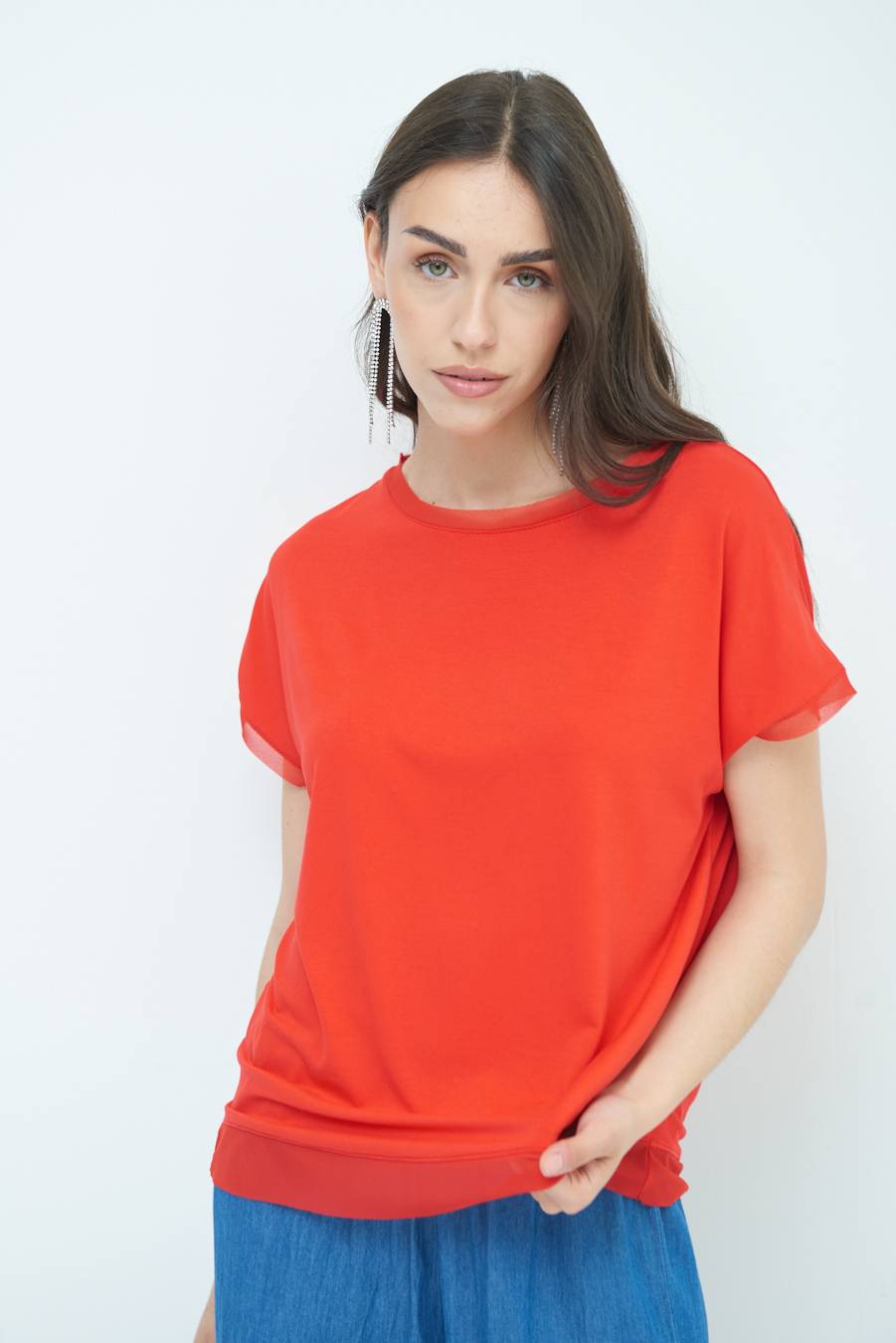 Kikisix MAGLIA PROFILO GEORGETTE ROSSO
