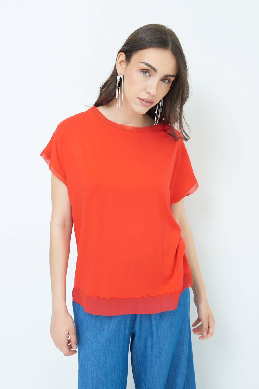 Kikisix MAGLIA PROFILO GEORGETTE ROSSO