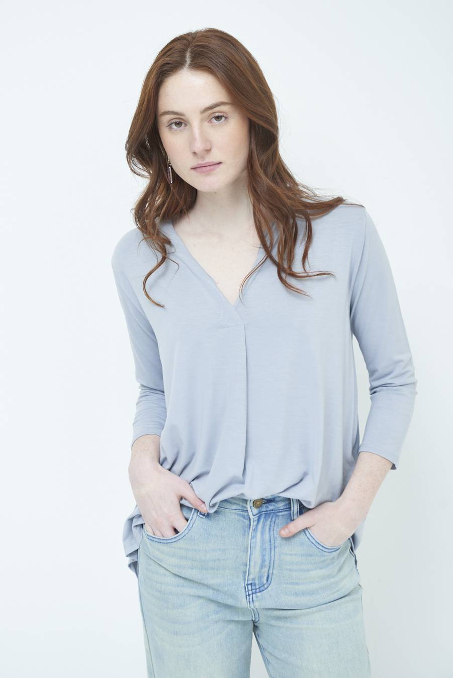 Kikisix MAGLIA V PIEG.DAVANTI GRIGIO