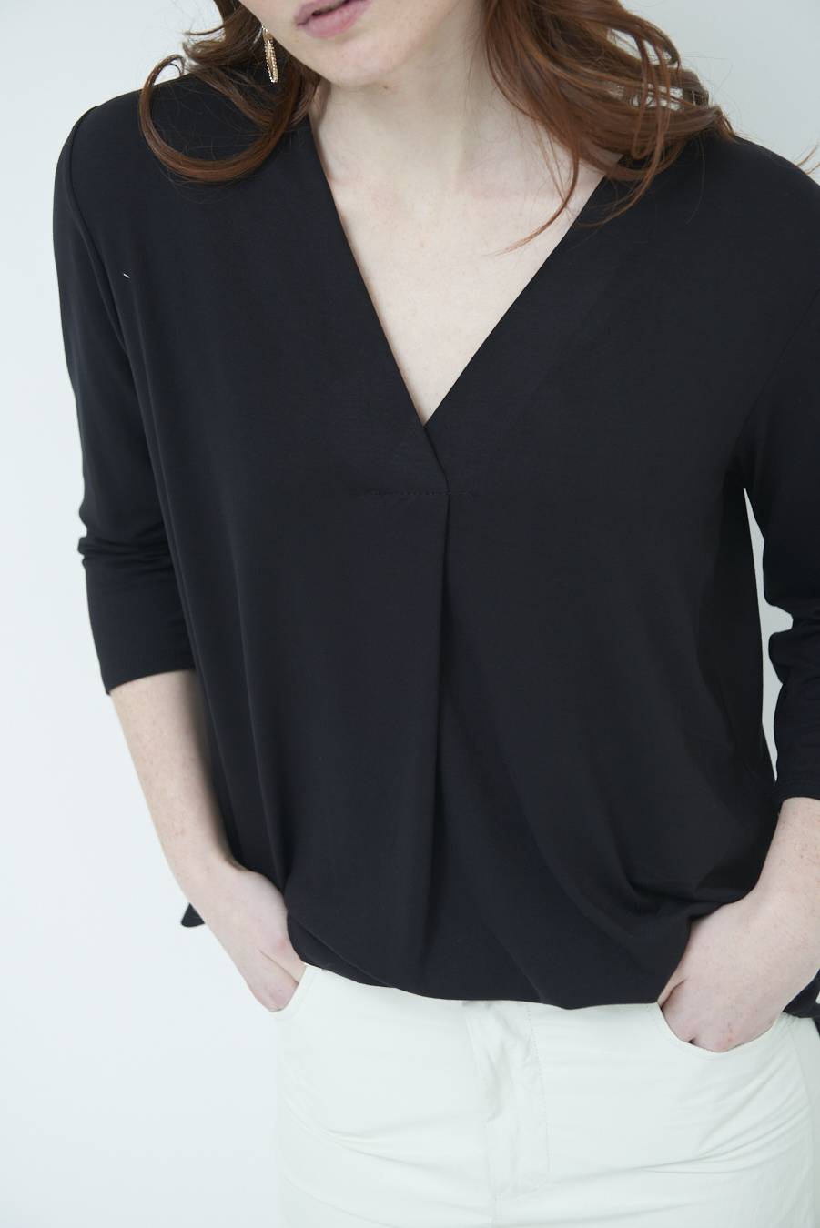 Kikisix MAGLIA V PIEG. DAVANTI NERO