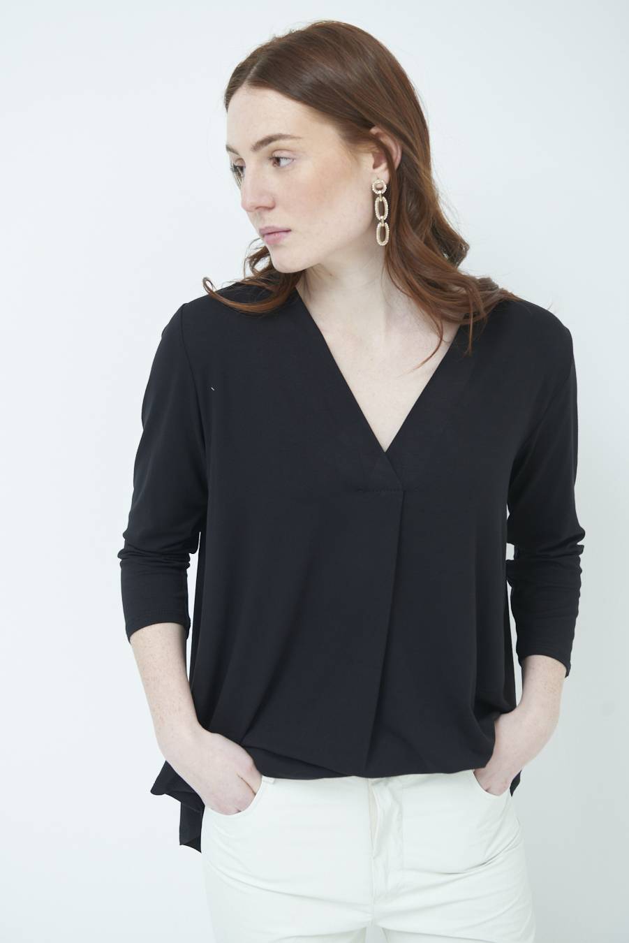 Kikisix MAGLIA V PIEG. DAVANTI NERO