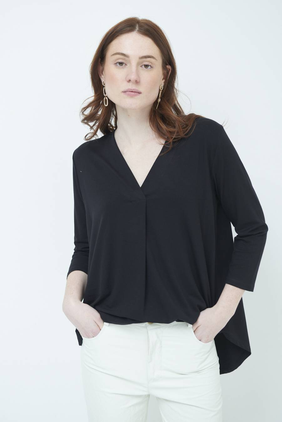 Kikisix MAGLIA V PIEG. DAVANTI NERO