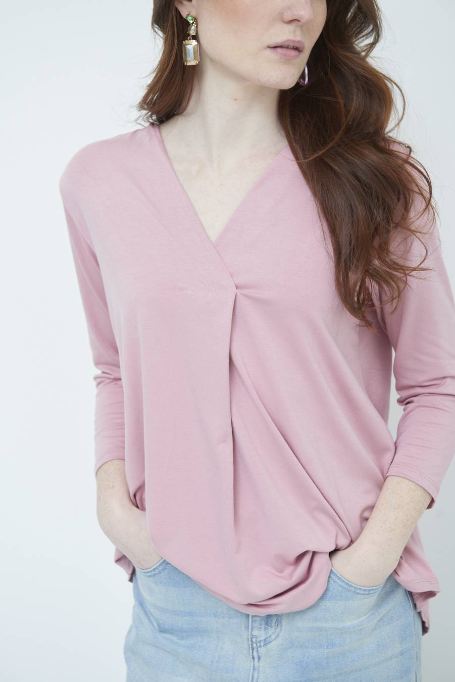 Kikisix MAGLIA V PIEG.DAVANTI ROSA