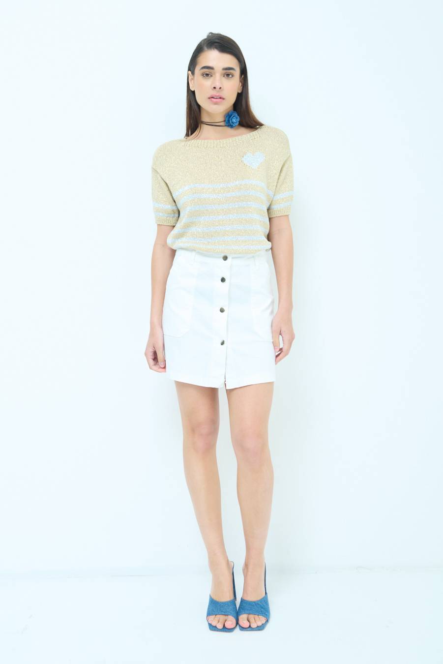 Kikisix MINIGONNA BOTTONI DV. BIANCO