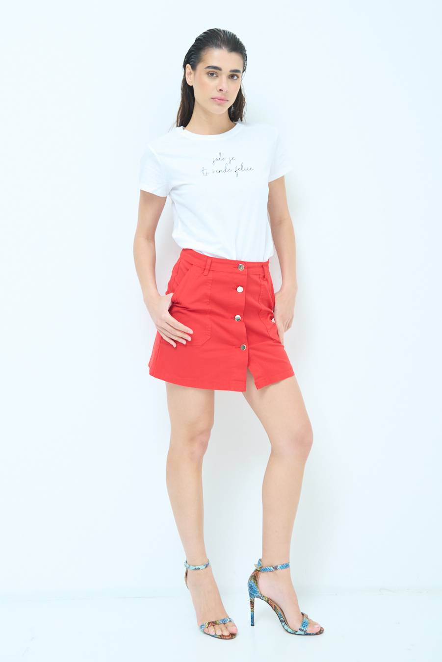 Kikisix MINIGONNA BOTTONI DV. ROSSO