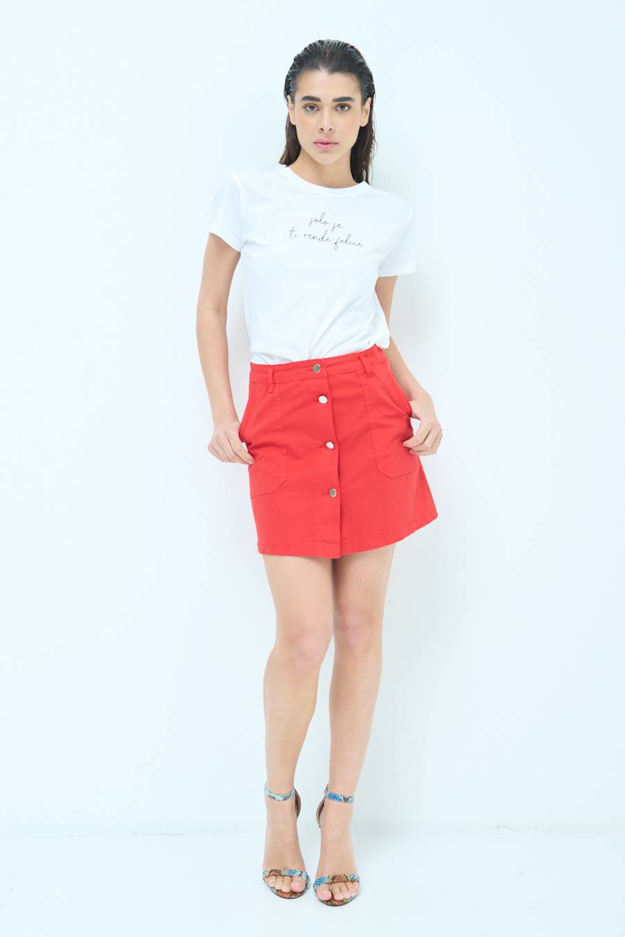 Kikisix MINIGONNA BOTTONI DV. ROSSO