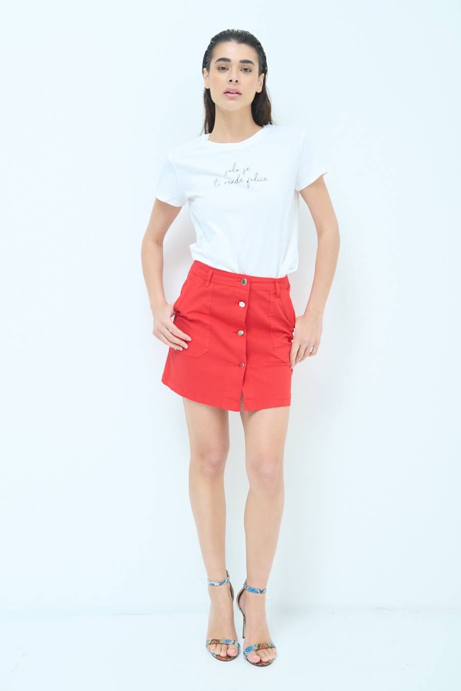 Kikisix MINIGONNA BOTTONI DV. ROSSO