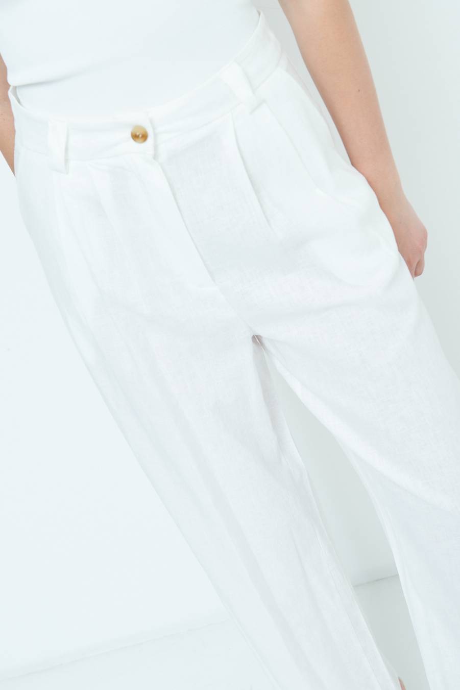 Kikisix PANTA PALAZZO CON PINCE BIANCO