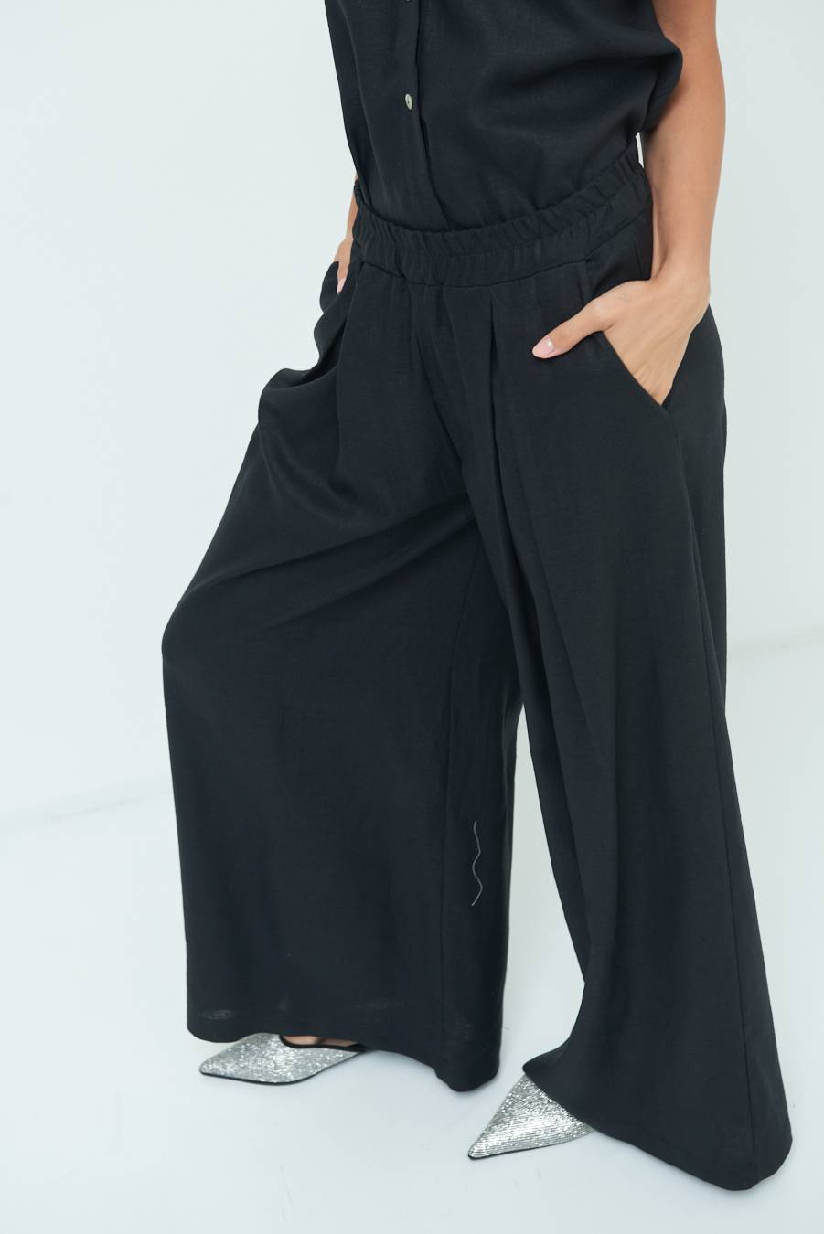 Kikisix PANTA PALAZZO CON PINCE NERO