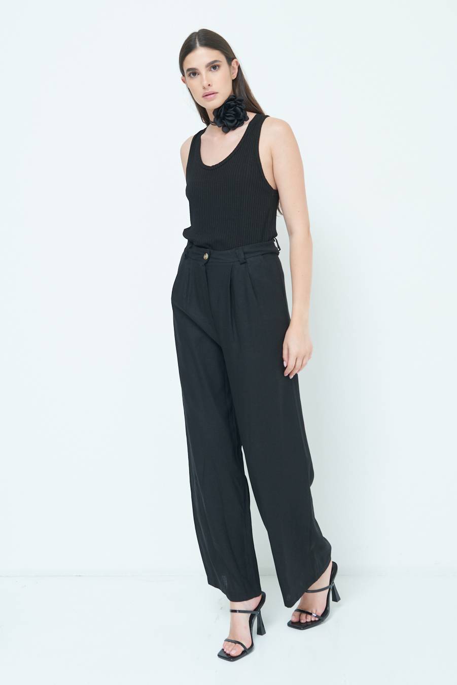 Kikisix PANTA PALAZZO CON PINCE NERO