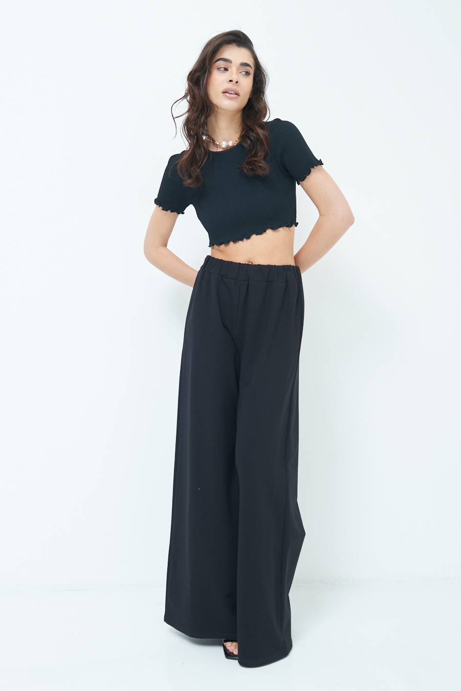 Kikisix PANTA PALAZZO NERO