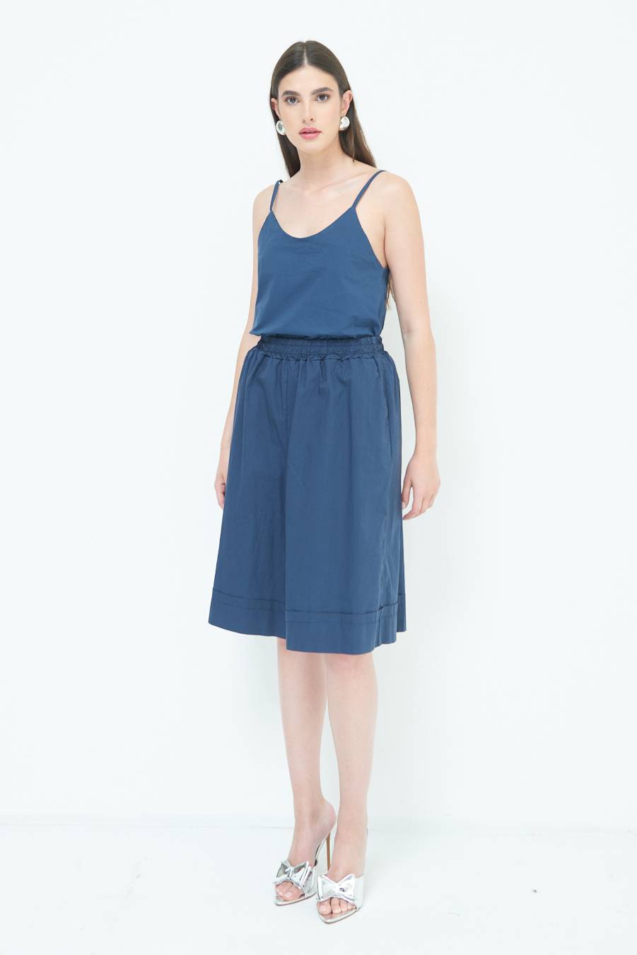 Kikisix PANTALONE CROP CON RISVOLTO BLU