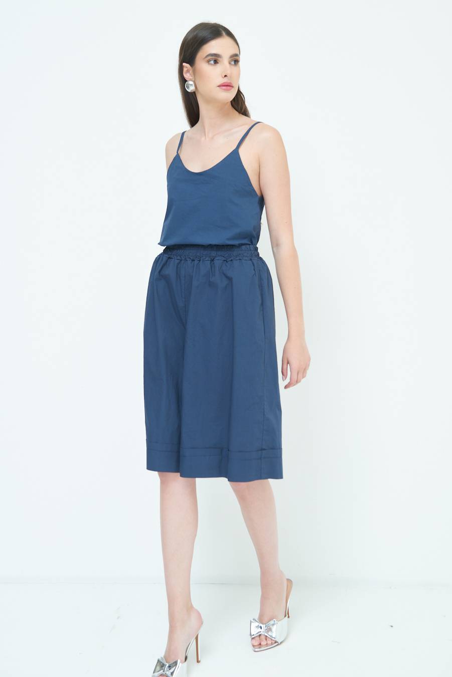 Kikisix PANTALONE CROP CON RISVOLTO BLU