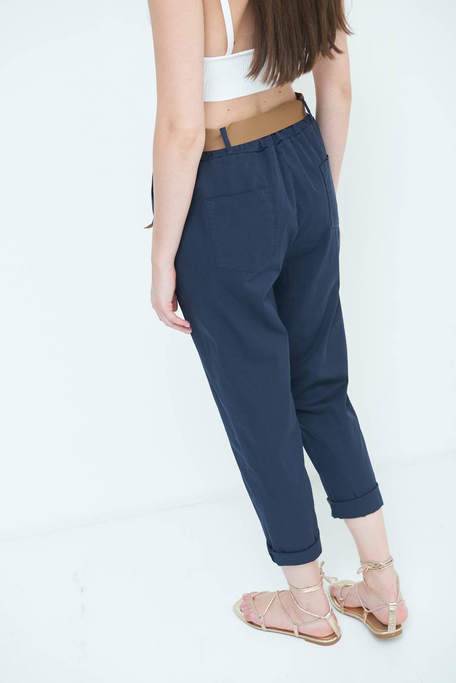 Kikisix PANTALONE DRITTO CON RISVOLTO BLU