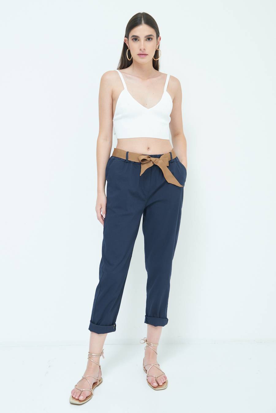 Kikisix PANTALONE DRITTO CON RISVOLTO BLU