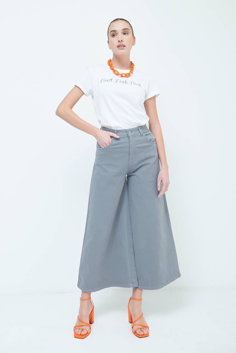 Kikisix PANTALONE/GONNA GABARDINA GRIGIO