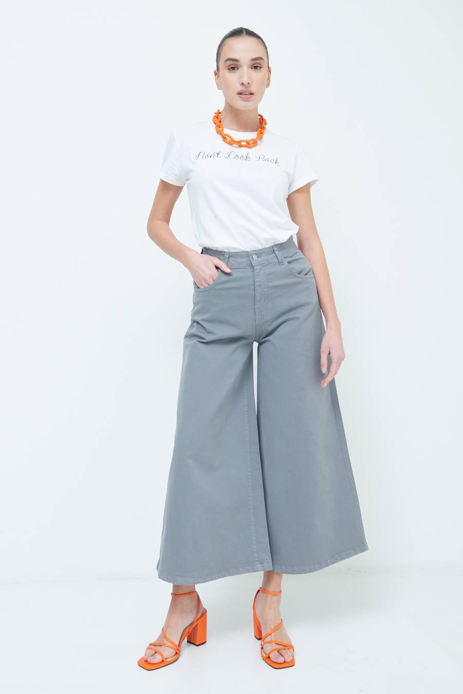 Kikisix PANTALONE/GONNA GABARDINA GRIGIO