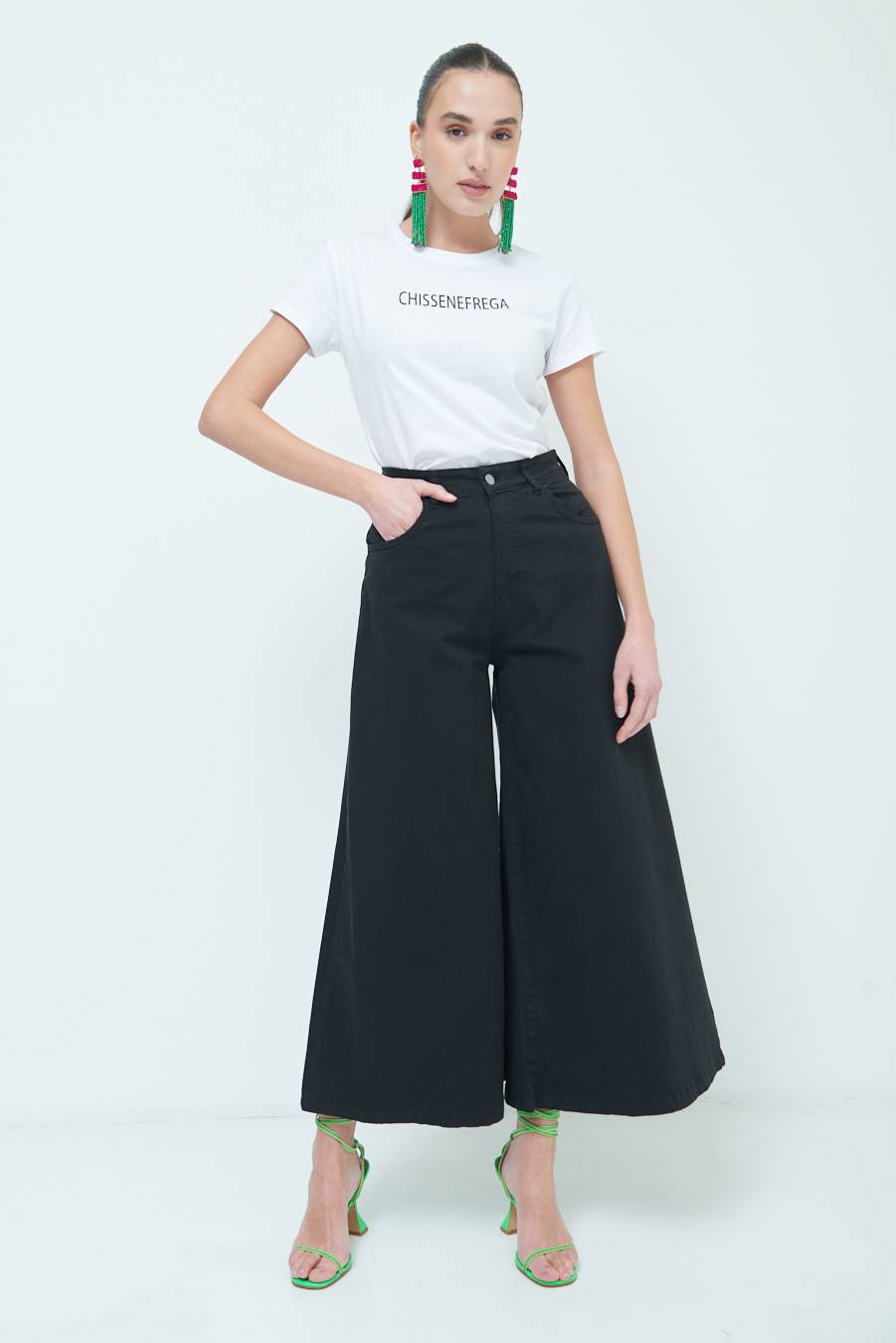 Kikisix PANTALONE/GONNA GABARDINA NERO