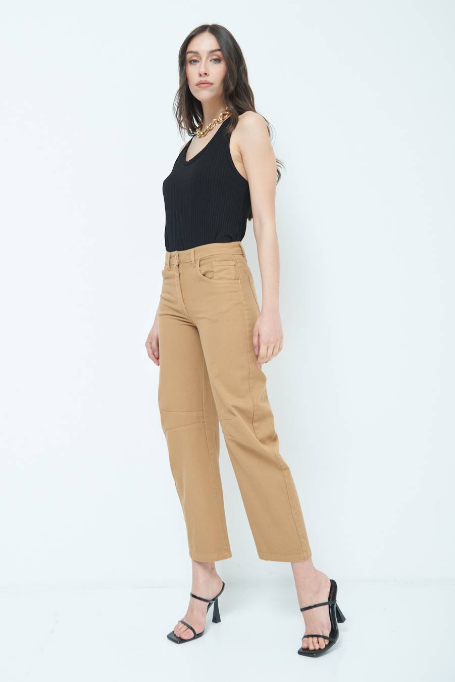 Kikisix PANTALONE LINEA UOVO CAMMELLO