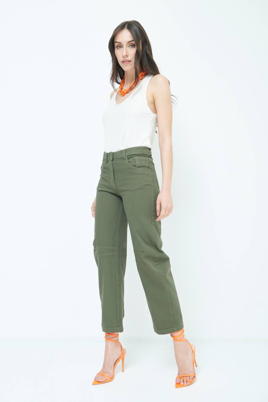 Kikisix PANTALONE LINEA UOVO VERDE MILITARE