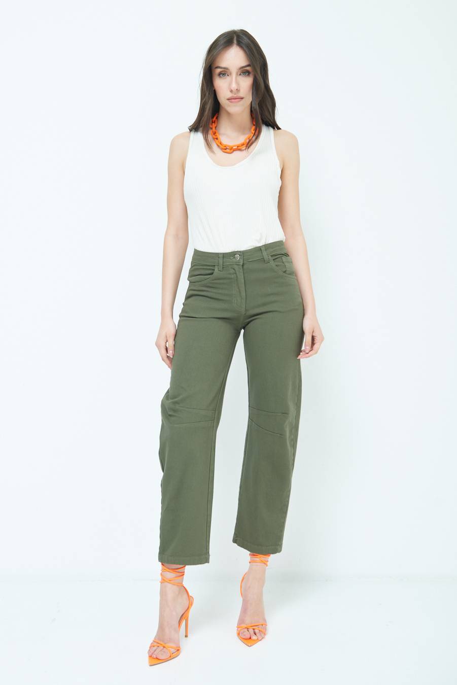 Kikisix PANTALONE LINEA UOVO VERDE MILITARE