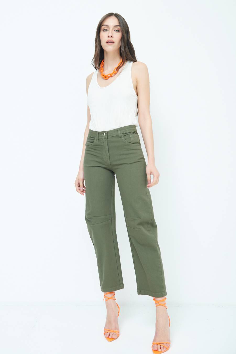 Kikisix PANTALONE LINEA UOVO VERDE MILITARE