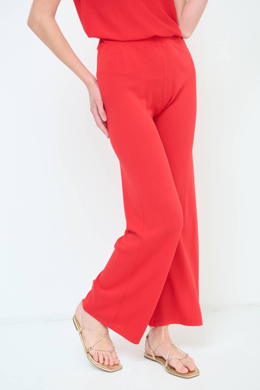 Kikisix PANTALONE PALAZZO MAGLIERIA ROSSO