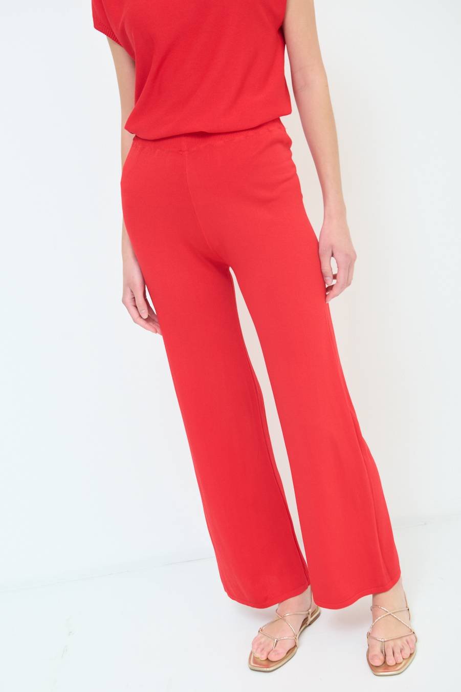 Kikisix PANTALONE PALAZZO MAGLIERIA ROSSO