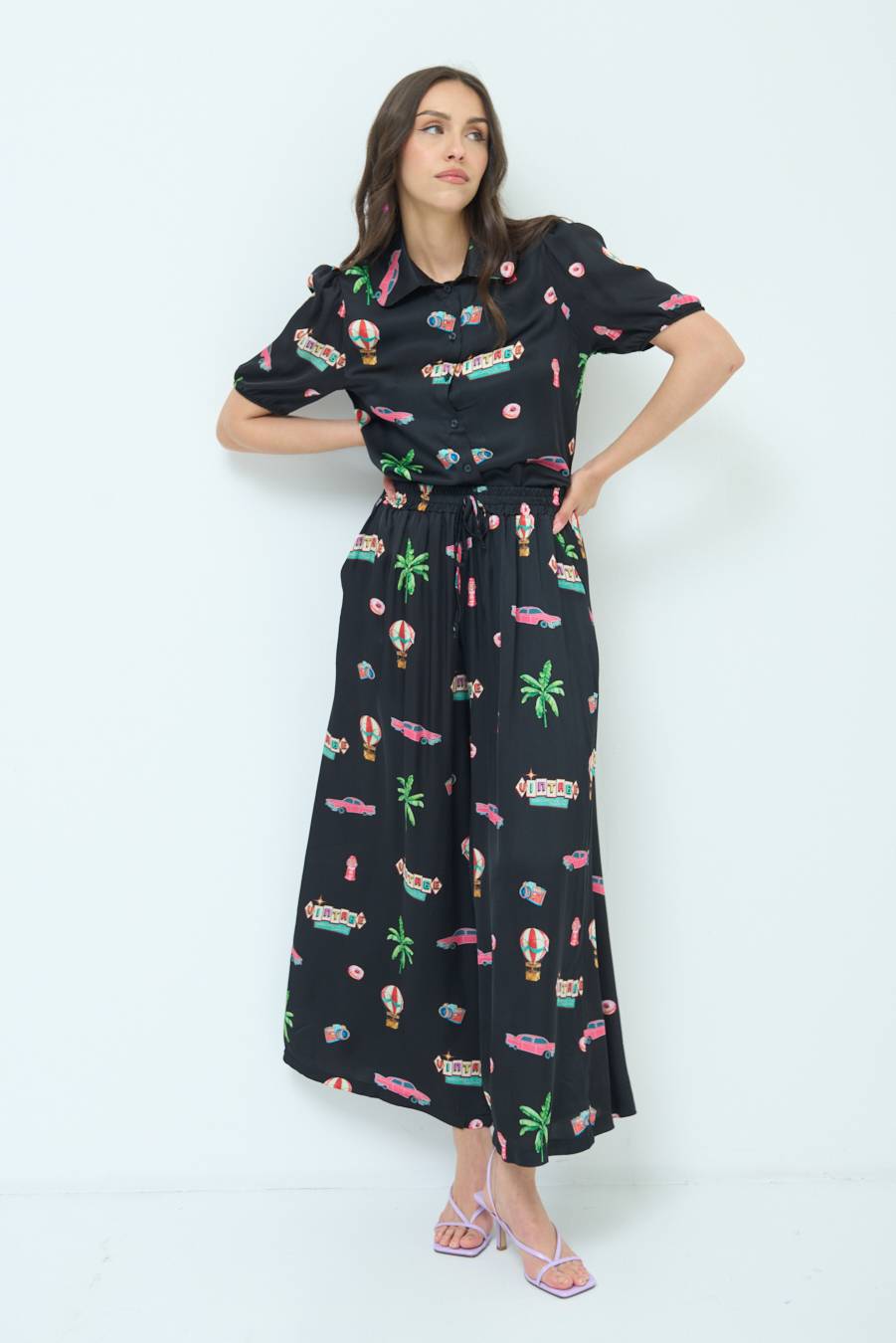 Kikisix PANTALONE PALAZZO NERO