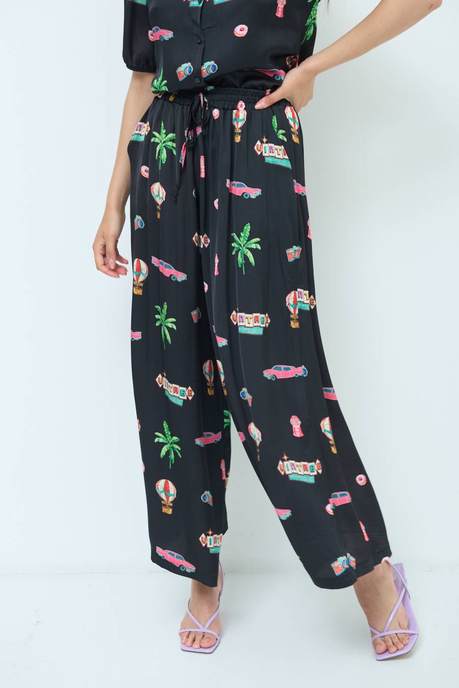 Kikisix PANTALONE PALAZZO NERO