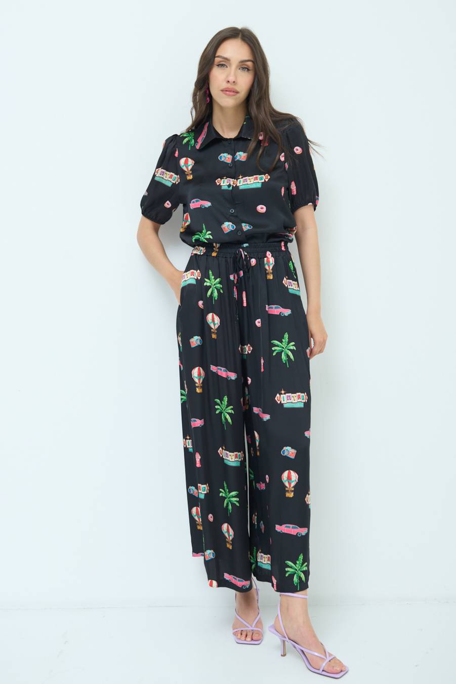 Kikisix PANTALONE PALAZZO NERO