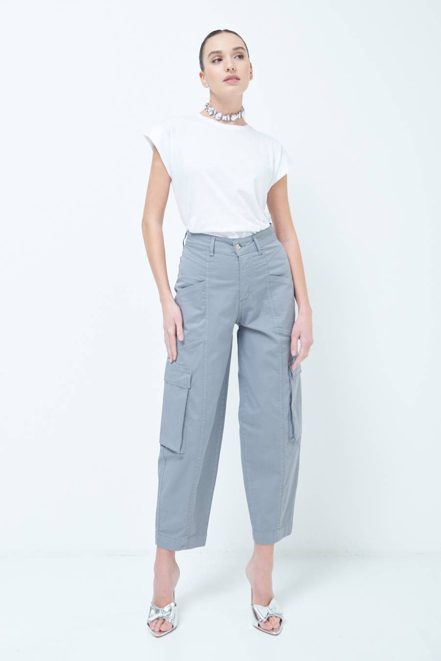 Kikisix PANTALONE TASCONI GRIGIO